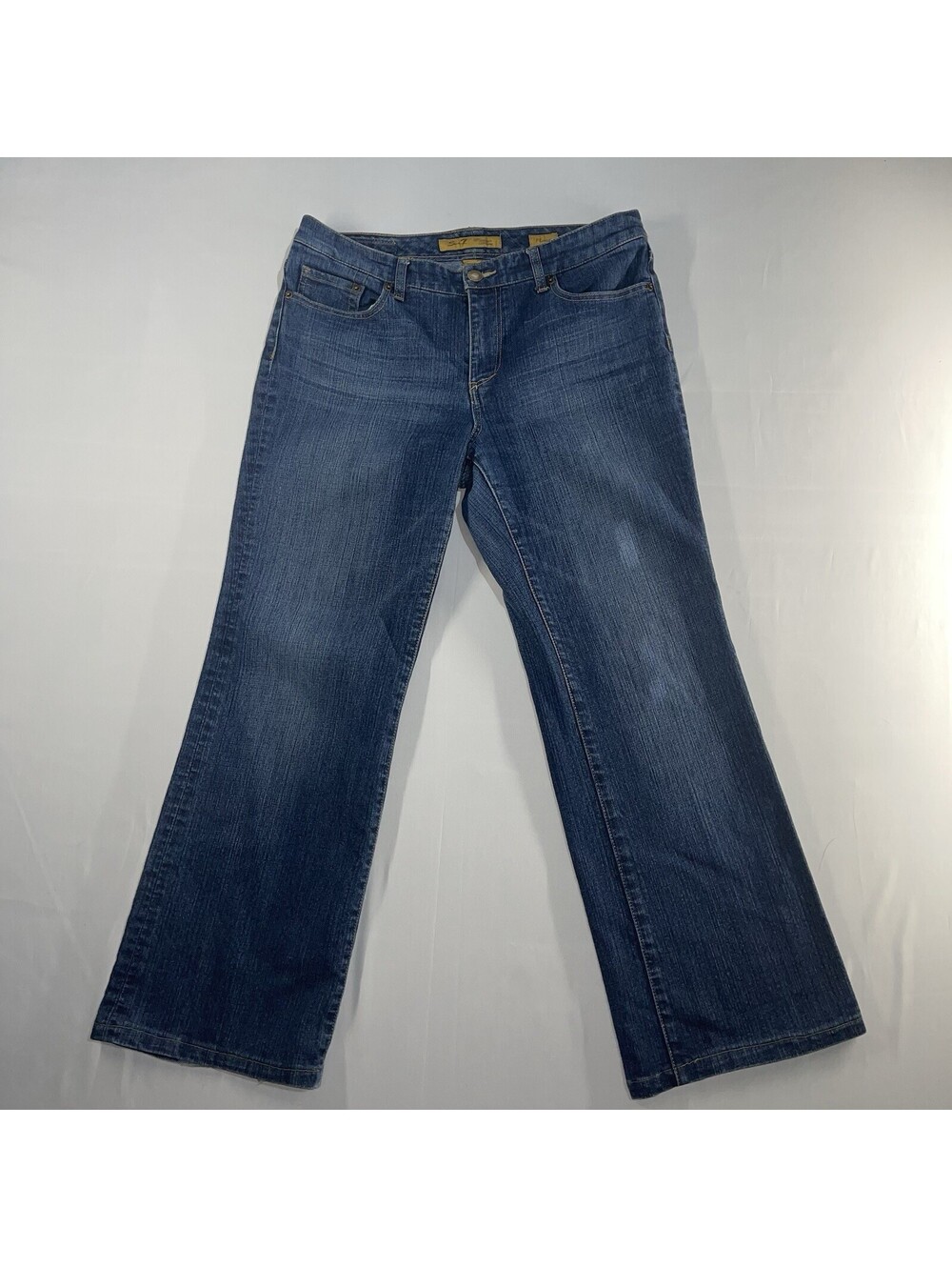 Seven7 Jeans Womens Flare Bell Bottom Size 12 Blue Western Stretch 36X29 Cowgirl
